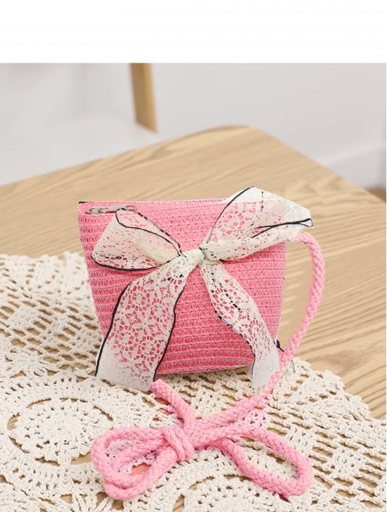 Crochet Mini Bag W/ Lace Ribbon